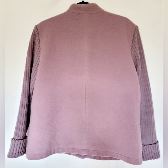 Harve Benard by Benard Holtzman Women's Wool Jacket Snap Knit Sleeve Lavender 16 - Picture 3 of 16